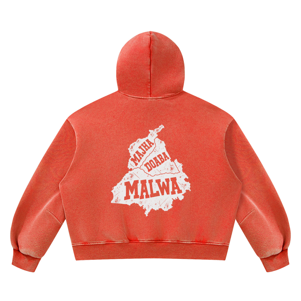 Panjab Culture Dept. Washed Boxy Fleece Hoodie Red