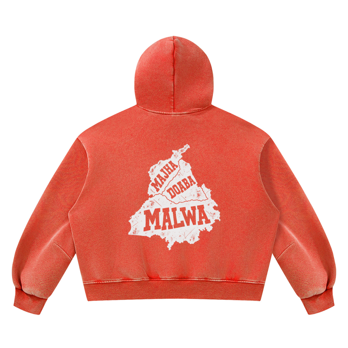 Panjab Culture Dept. Washed Boxy Fleece Hoodie Red