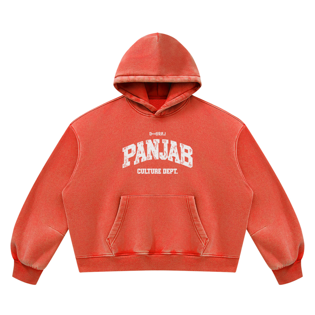 Panjab Culture Dept. Washed Boxy Fleece Hoodie Red