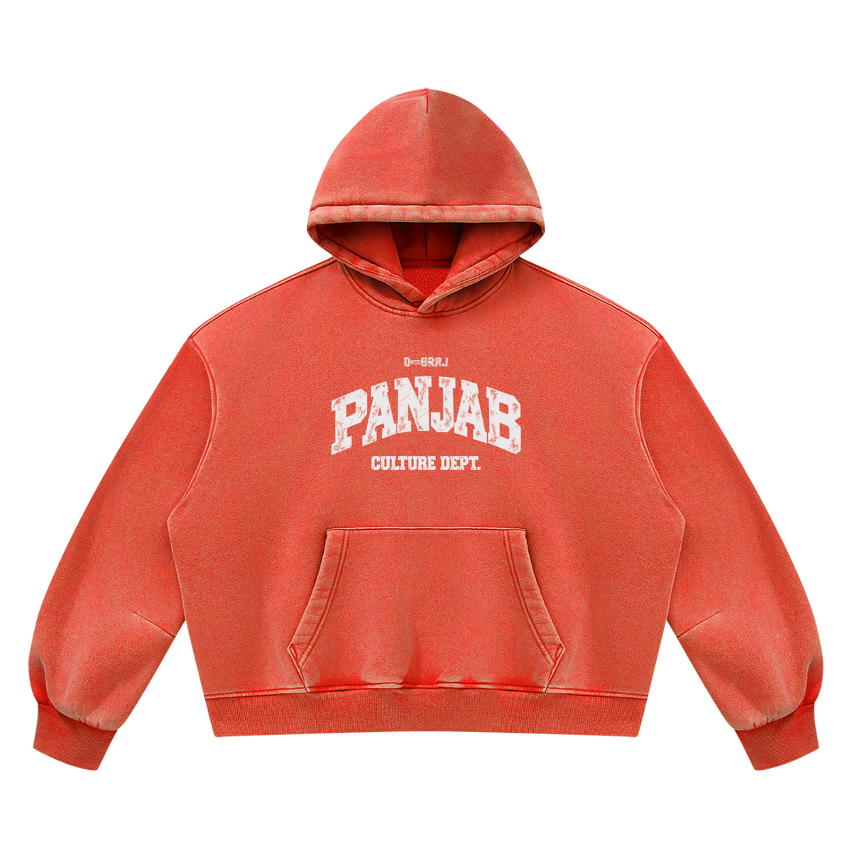 Panjab Culture Dept. Washed Boxy Fleece Hoodie Red